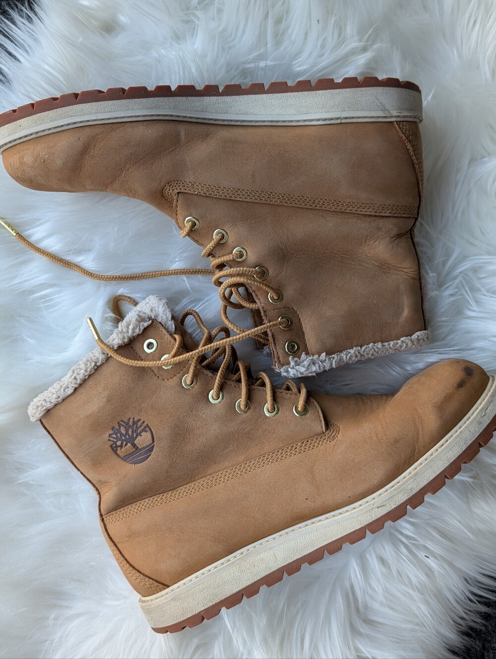 Timberland Men's Tan Lace-Up Fleece-Lined Winter Boots 10.5